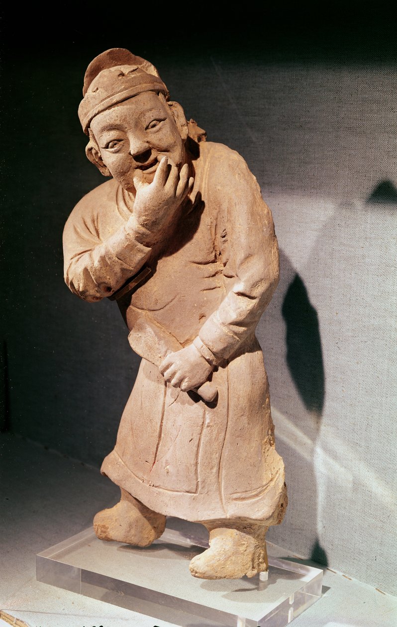 从河南焦作，元朝（1271-1368）（兵马俑）吹口哨的小雕像 作者 中文学校