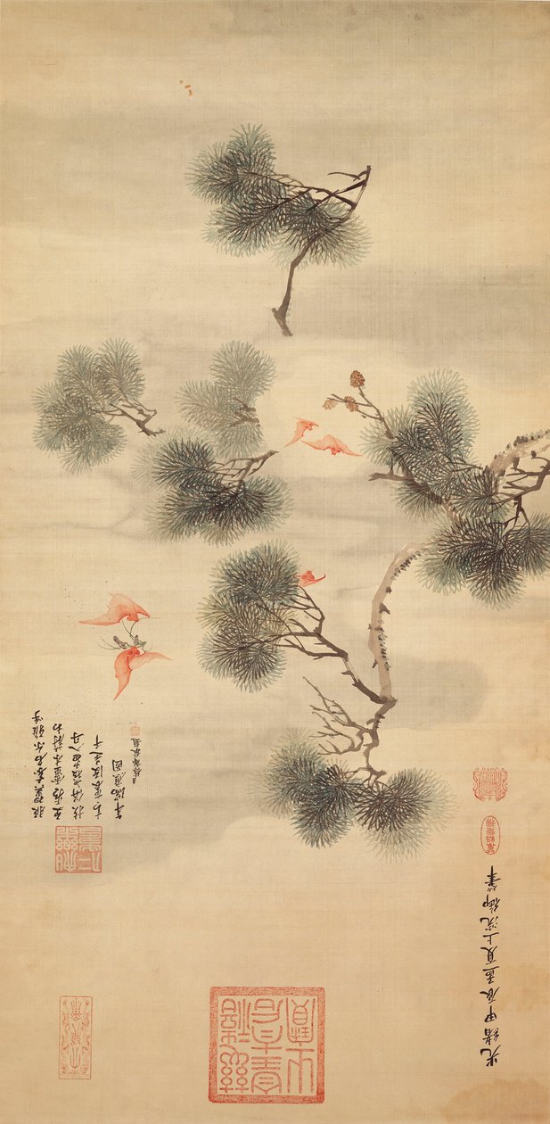 松枝中的五只蝙蝠，1844年 作者 中文学校