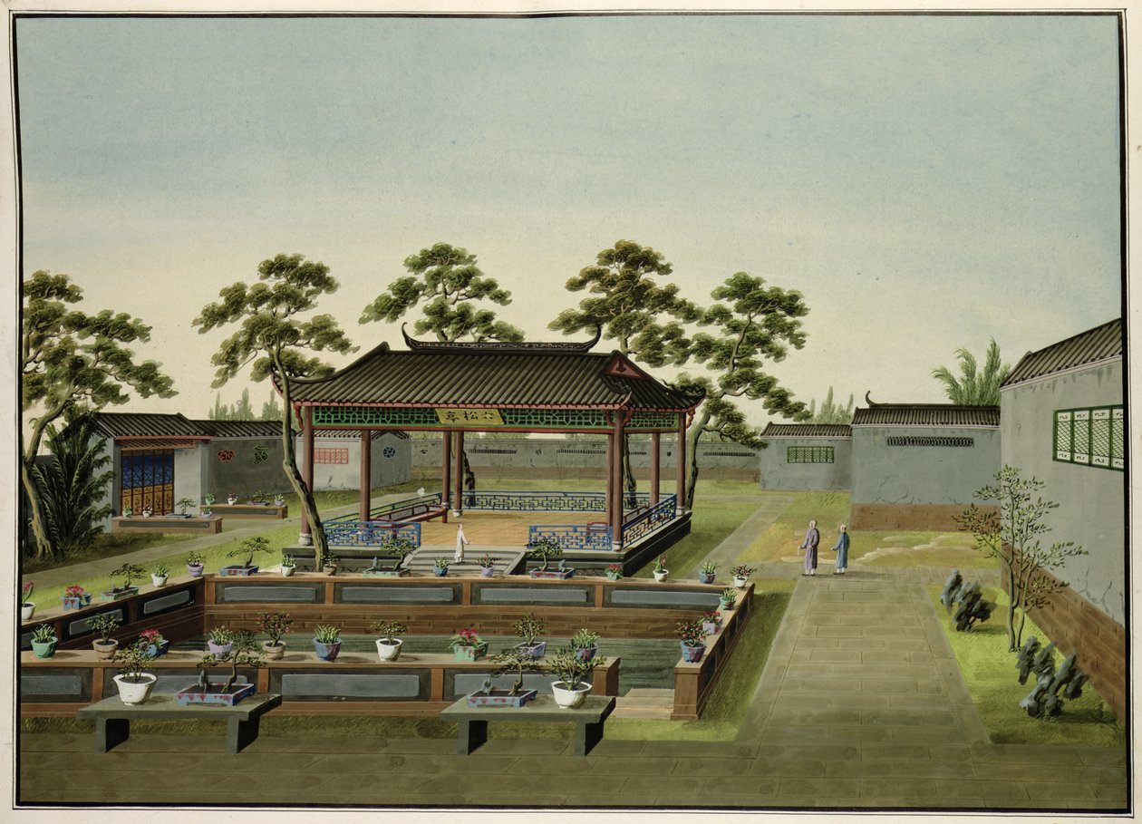 花园场景，1820  -  40（纸上wc） 作者 中文学校