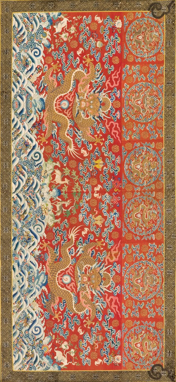 悬挂（龙设计），1736-95（丝绸） 作者 中文学校