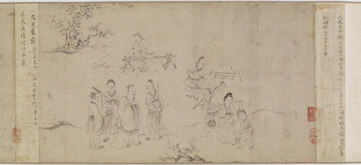 从宋代，宋代或元代，十三世纪中叶到十四世纪中叶的第七个月插图（墨水在纸上） 作者 中文学校
