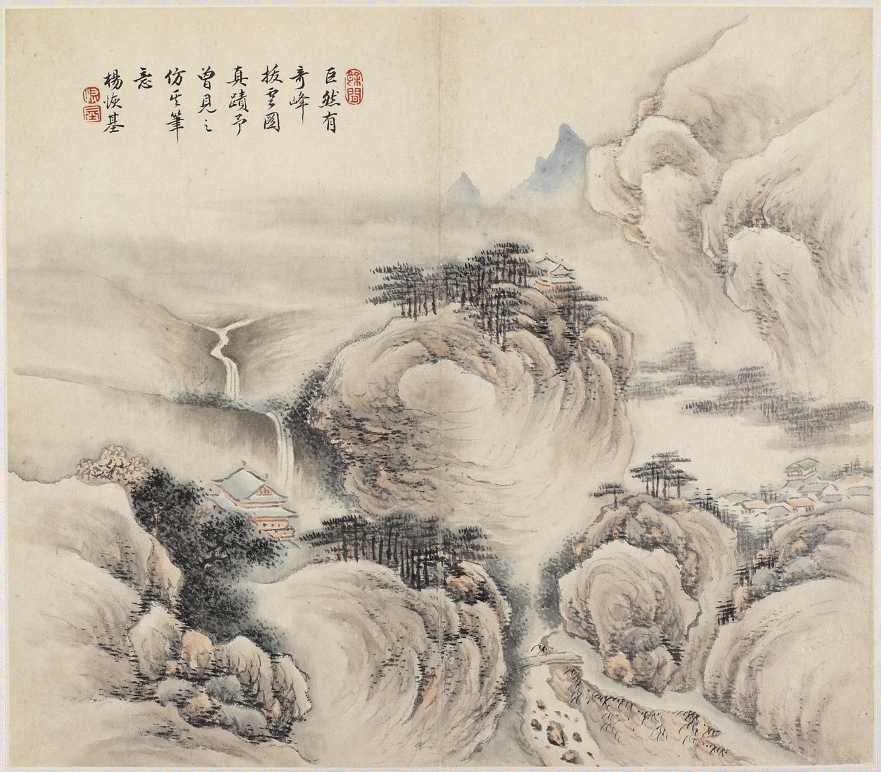 风景（纸上的墨水和颜色） 作者 中文学校