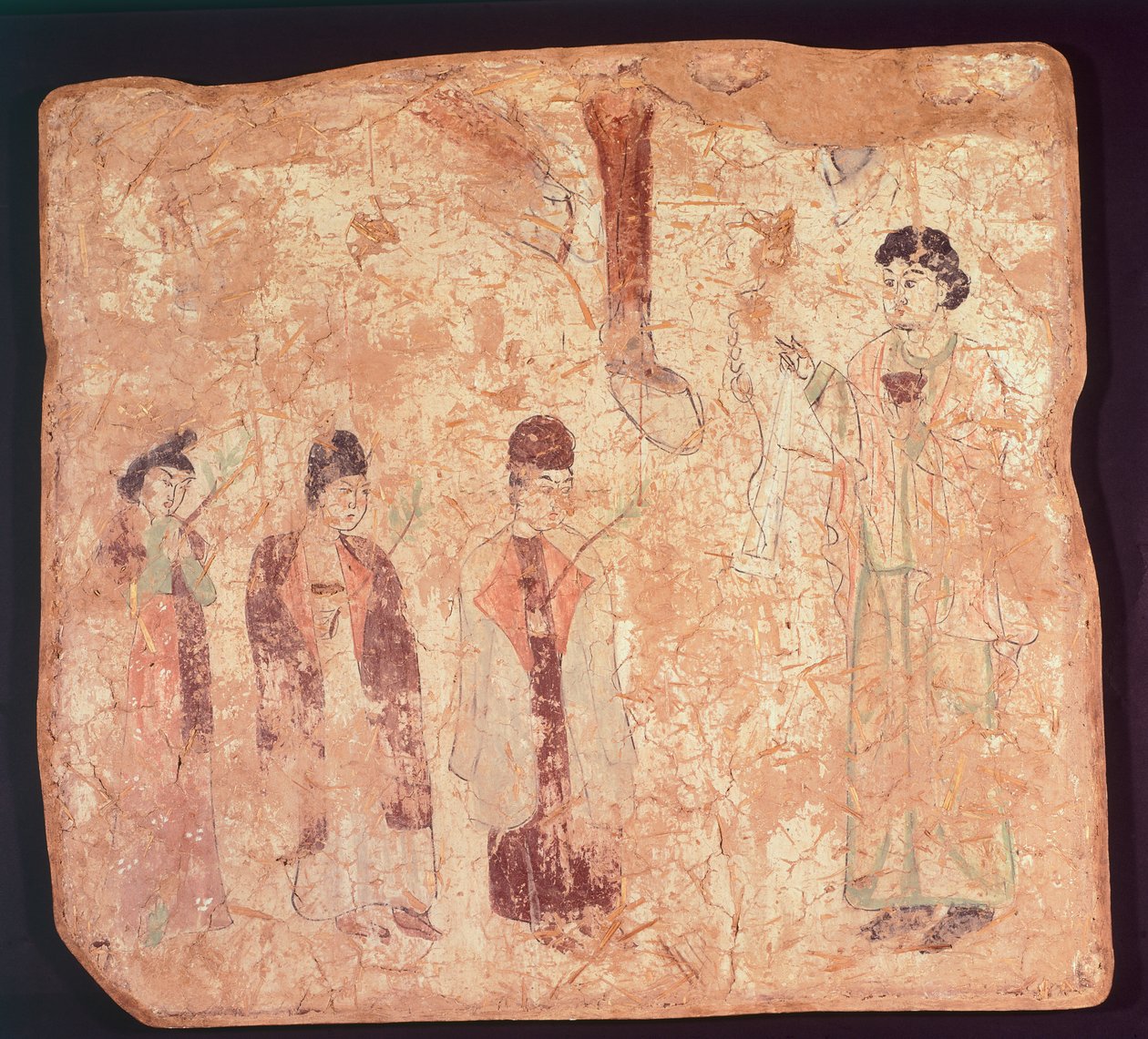 景教主题，也许是棕榈主日，来自中国新疆Cristano Qoco寺的壁画，中国文明，唐朝，9世纪末 作者 中文学校