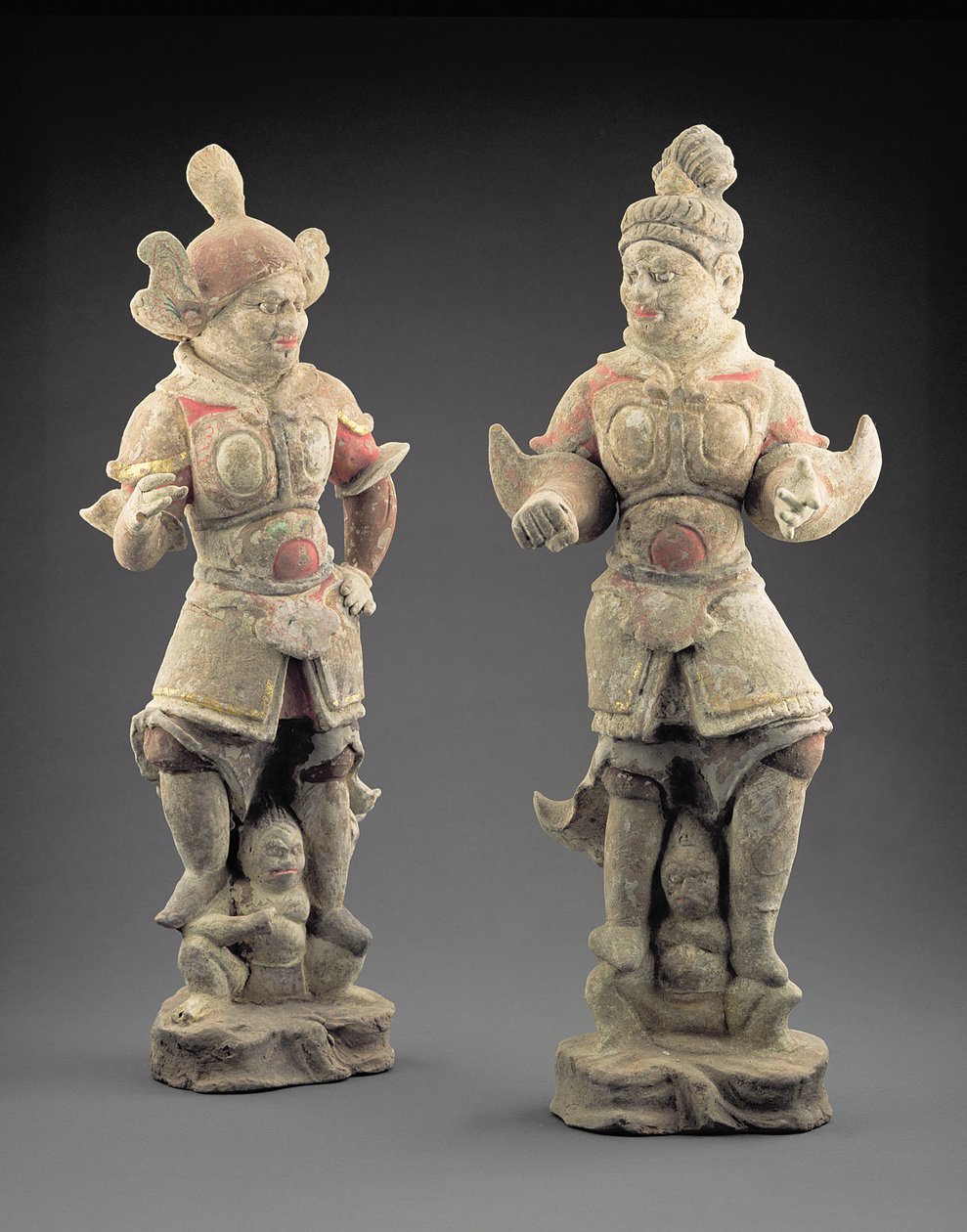 一对Lokapala人物，唐朝（618-907）（陶器） 作者 中文学校