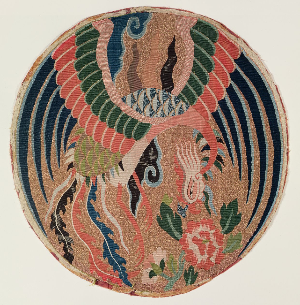 Roundel与凤凰和牡丹（挂毯，丝绸和包金） 作者 中文学校