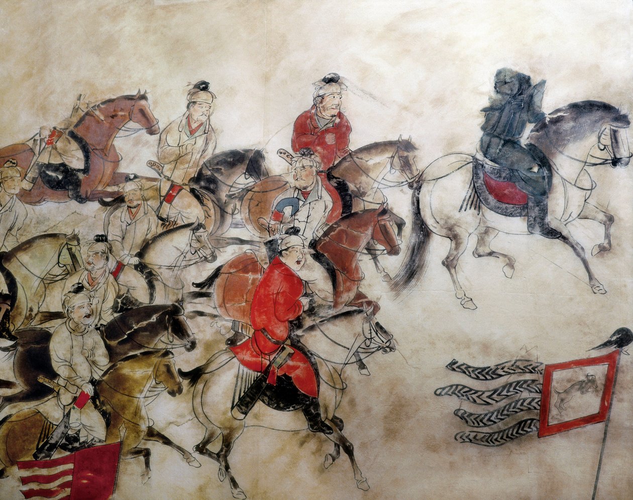 Tomb of Prince Zhanghuai, hunting scene with horses, Xian, Han period, 706 (mural) 作者 中文学校