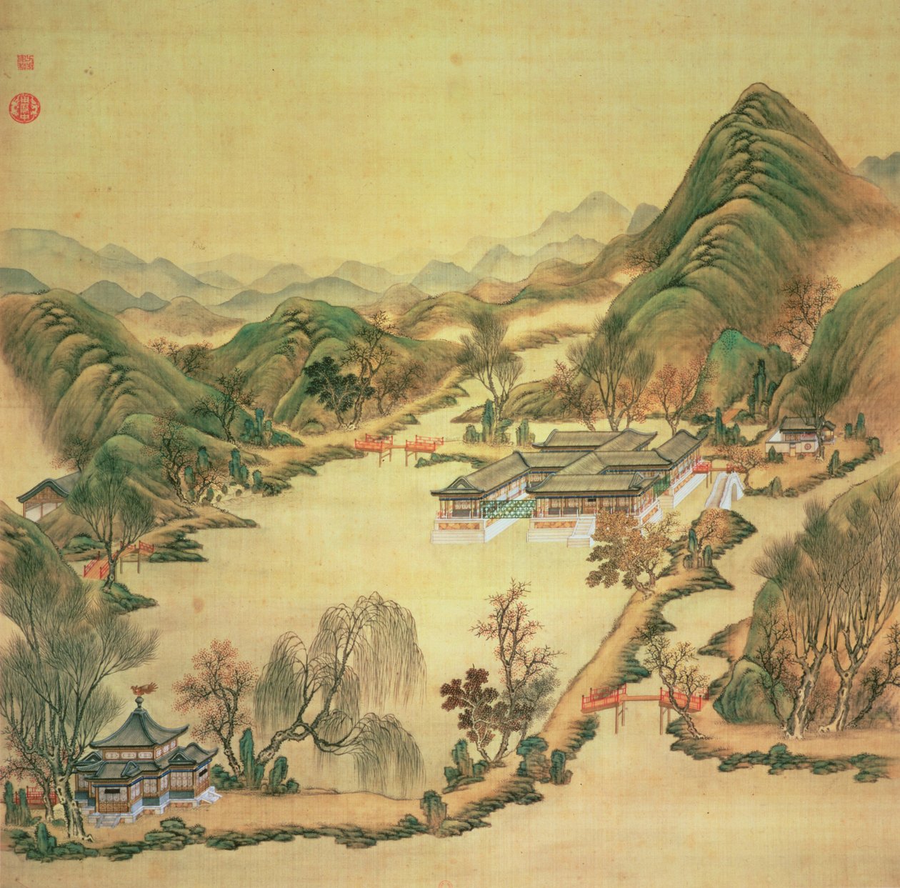 颐和园，北京（丝绸上的颜色）的视图 作者 中文学校