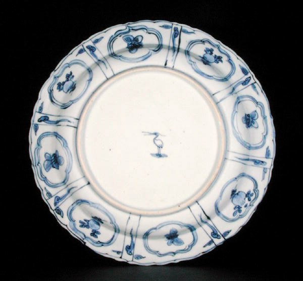 蓝白相间的板条，白鹭标记，万里，1595-1605（瓷器）（见205990） 作者 中文学校中文学校