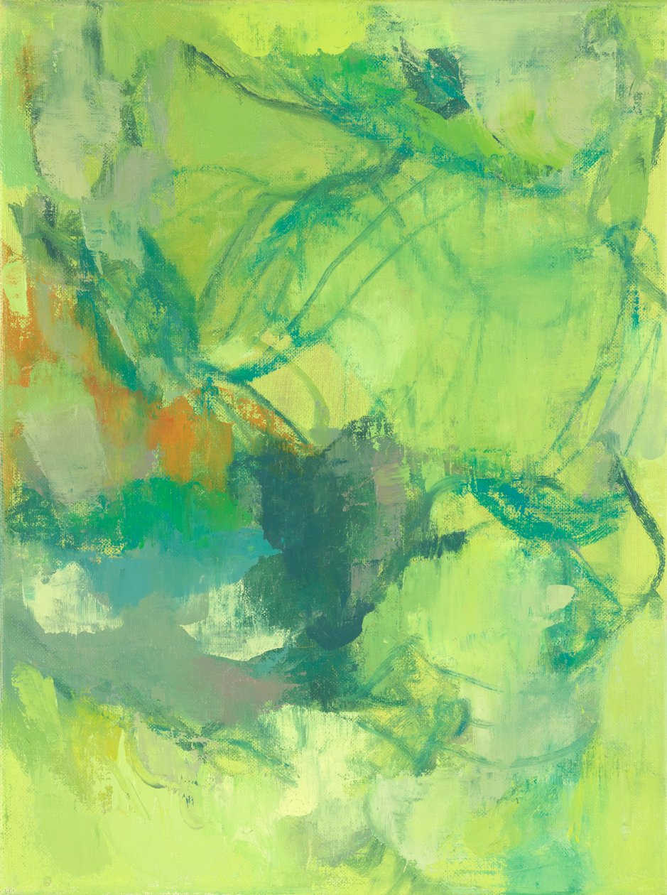 抽象构图，有机/花园系列 II，2022 年（亚麻画布油画） 作者 曹庆芬