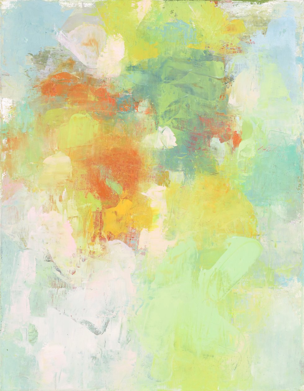 抽象构图，有机/花园系列 I，2022 年（亚麻画布油画） 作者 曹庆芬