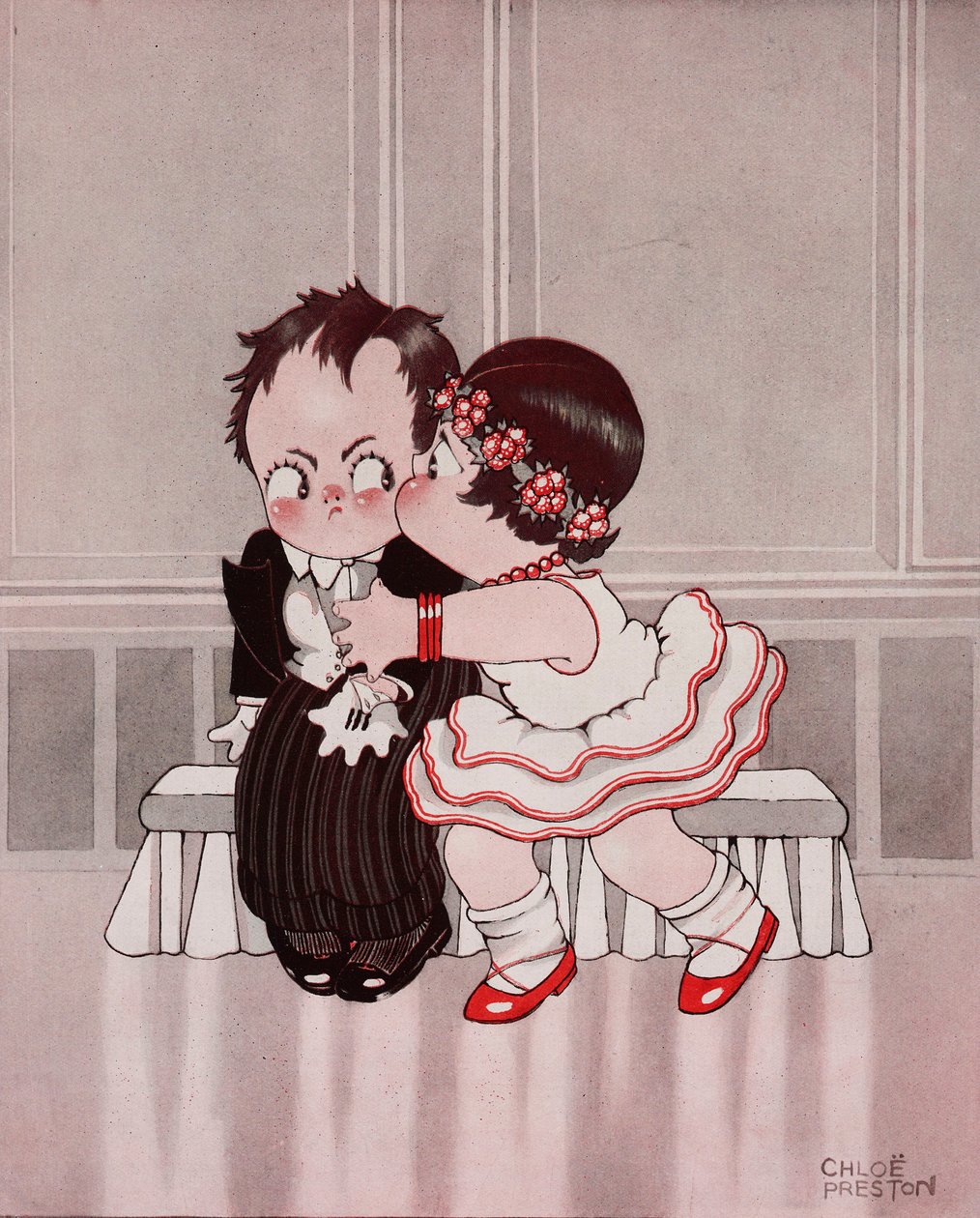 不变的仙女，恼人的吻，克洛伊-普雷斯顿（1887-1969 年）绘，选自《Tatler》，第 1370 期，9 月 28 日 作者 克洛伊·普雷斯顿