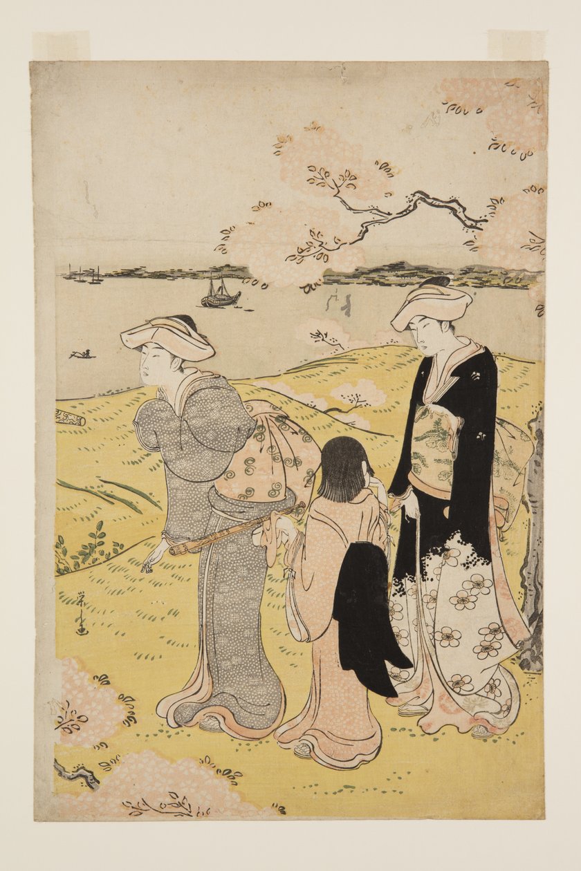 Cherry-blossom Viewing at Goten-yama (colour woodblock print) 作者 Chobunsai eisi