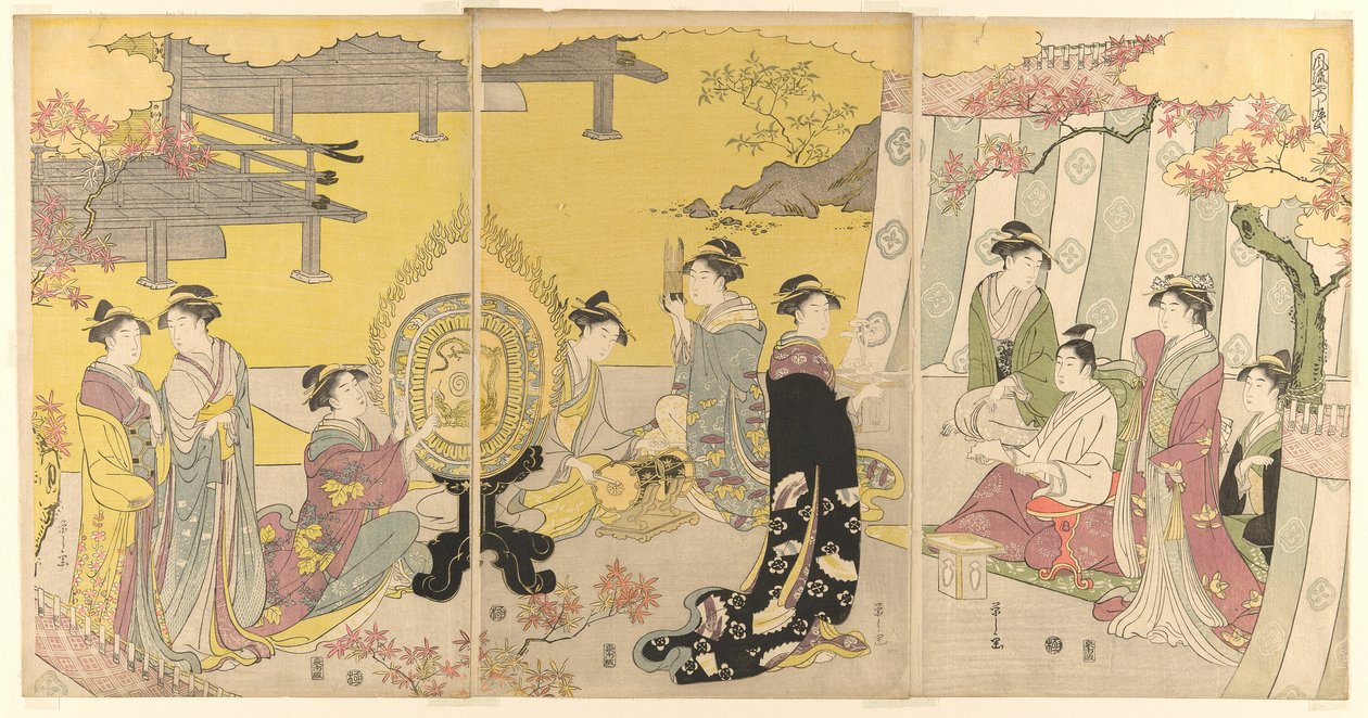 源氏物语的时尚模仿 "系列中的 "Momiji no ga"（《源氏物语的时尚模仿》）。 作者 Chobunsai eisi