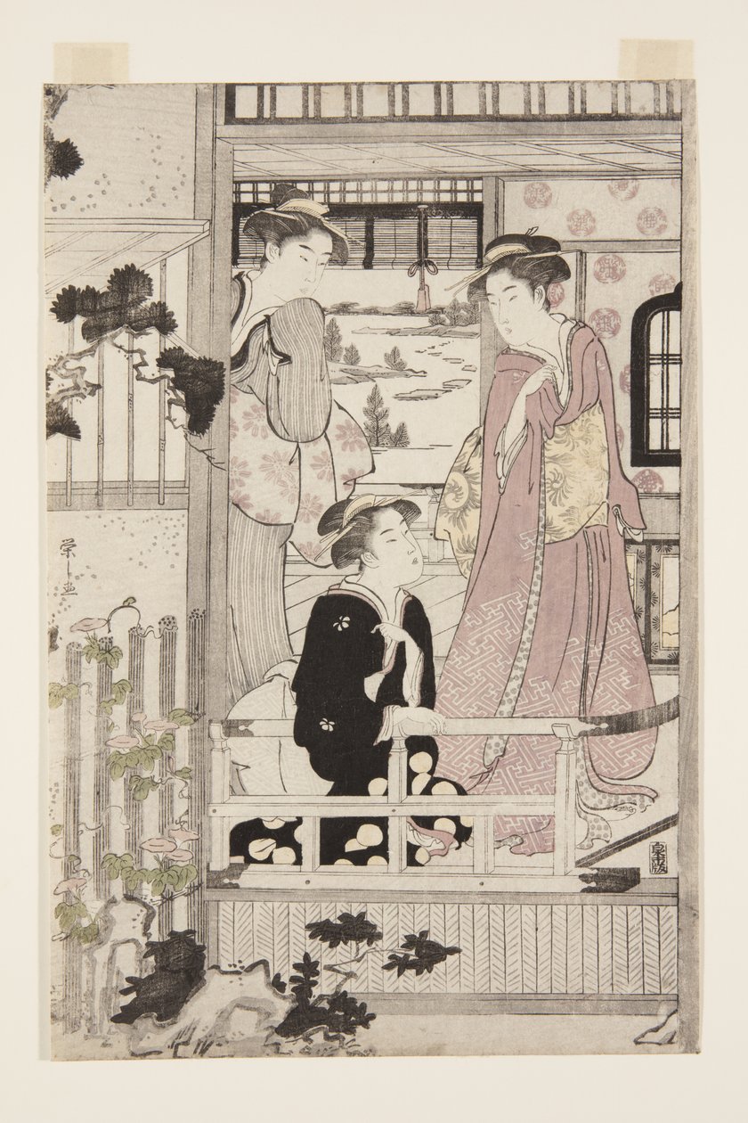 牵牛花 (Asagao)（彩色木版画） 作者 Chobunsai eisi