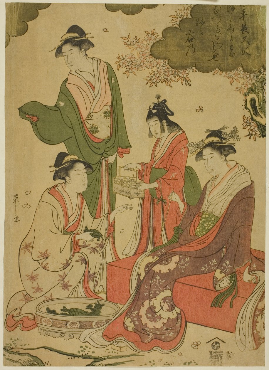 观看樱花的女性 作者 Chobunsai eisi