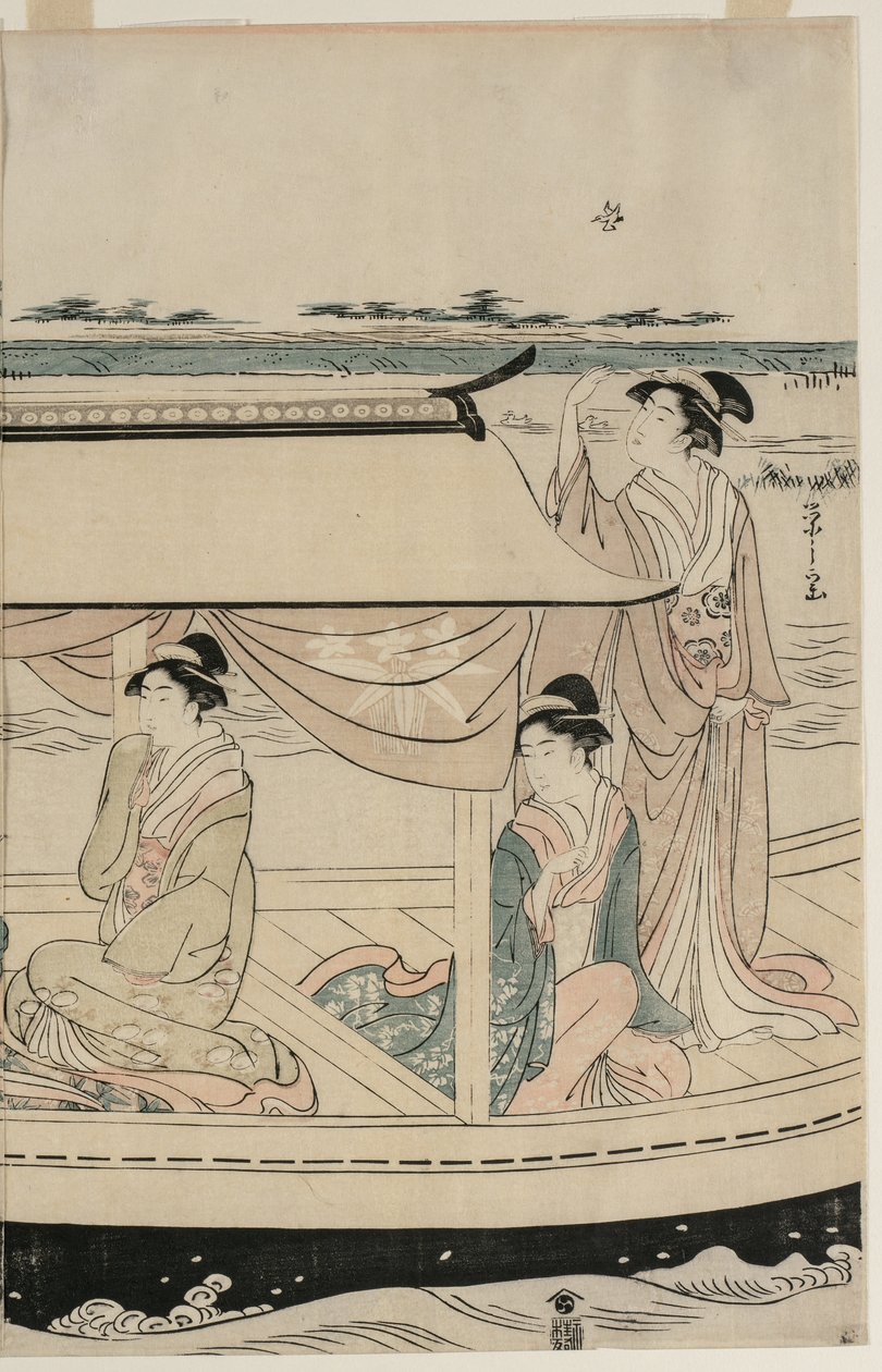 隅田川上的游船上的妇女 作者 Chobunsai eisi