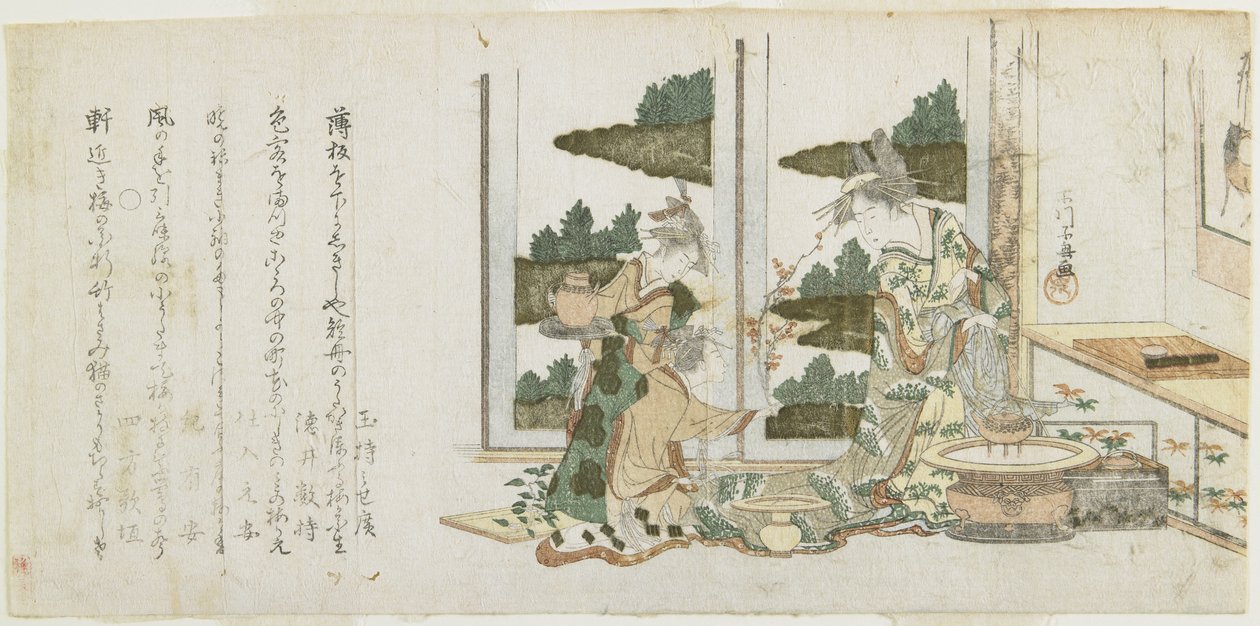 （三个女人安排鲜花），c。 1806 作者 Choki Ice Husai