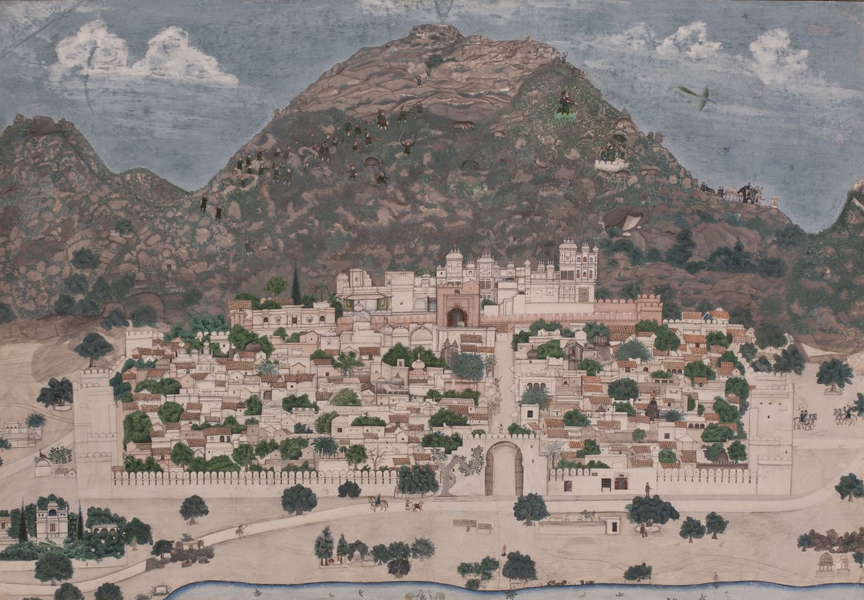 1886年强化城市的视图（纸上不透明的wc） 作者 乔图拉尔
