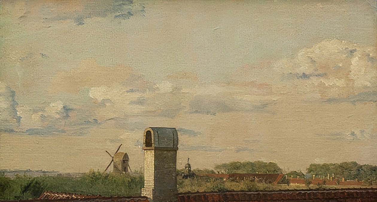 从一个窗口的看法在哥本哈根城堡的Toldbodvej。约于1833年 作者 Christen Schjellerup Købke