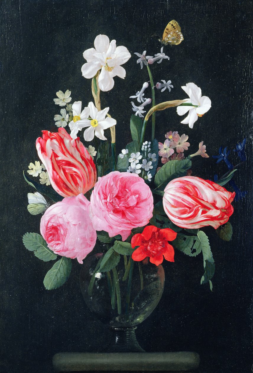 玫瑰，水仙花，郁金香和其他花卉 作者 克里斯蒂安·卢克斯（Christiaan Luykx）或卢克斯（Lycks）