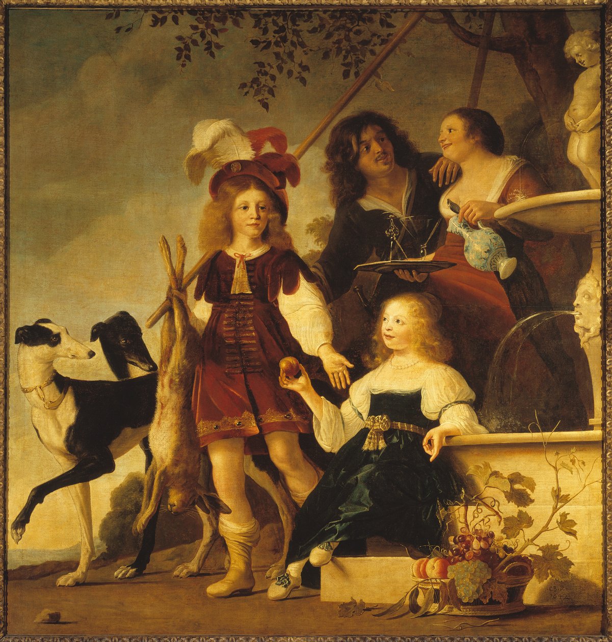 寓意深刻的家庭画像，1642年。 作者 克里斯蒂安·范·库温伯格