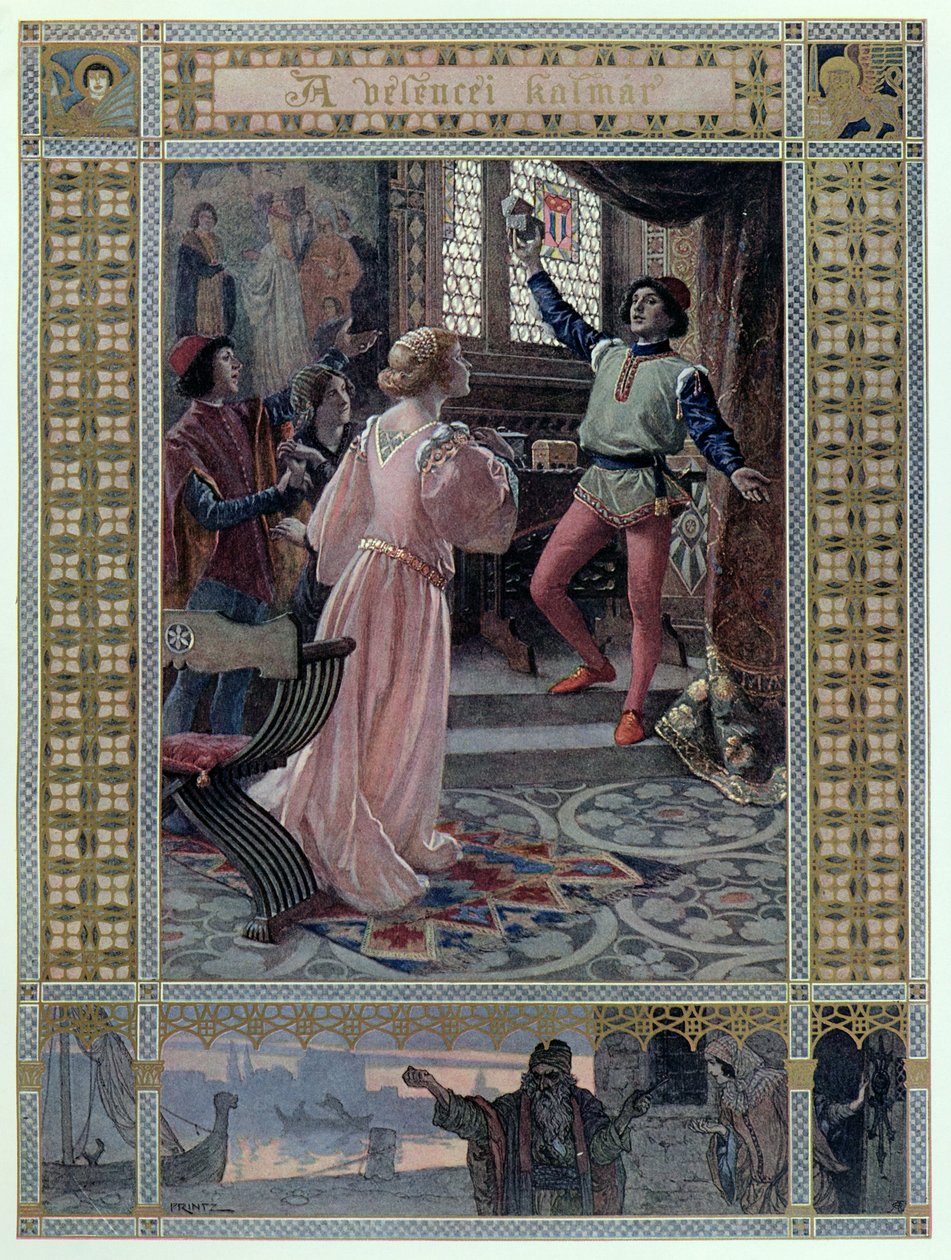 威廉·莎士比亚的“威尼斯商人”插图（1565-1616）c.1900 作者 克里斯蒂安·奥古斯特·普林兹