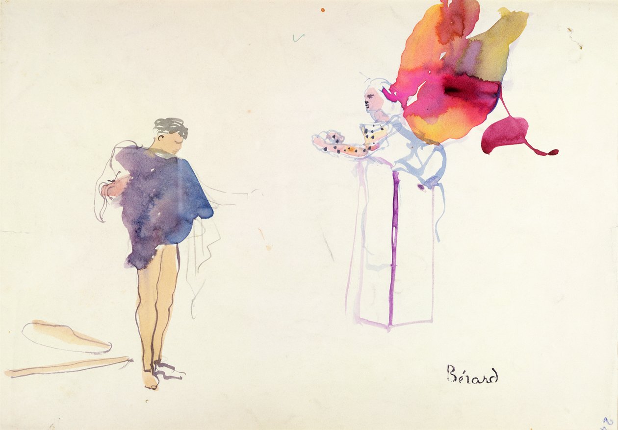 让·谷克多 (Jean Cocteau，1889-1963 年) 为《地狱机器》设计的服装，由路易·茹韦 (Louis Jouvet，1887-1951 年) 在香榭丽舍喜剧院制作 作者 克里斯蒂安·贝拉尔