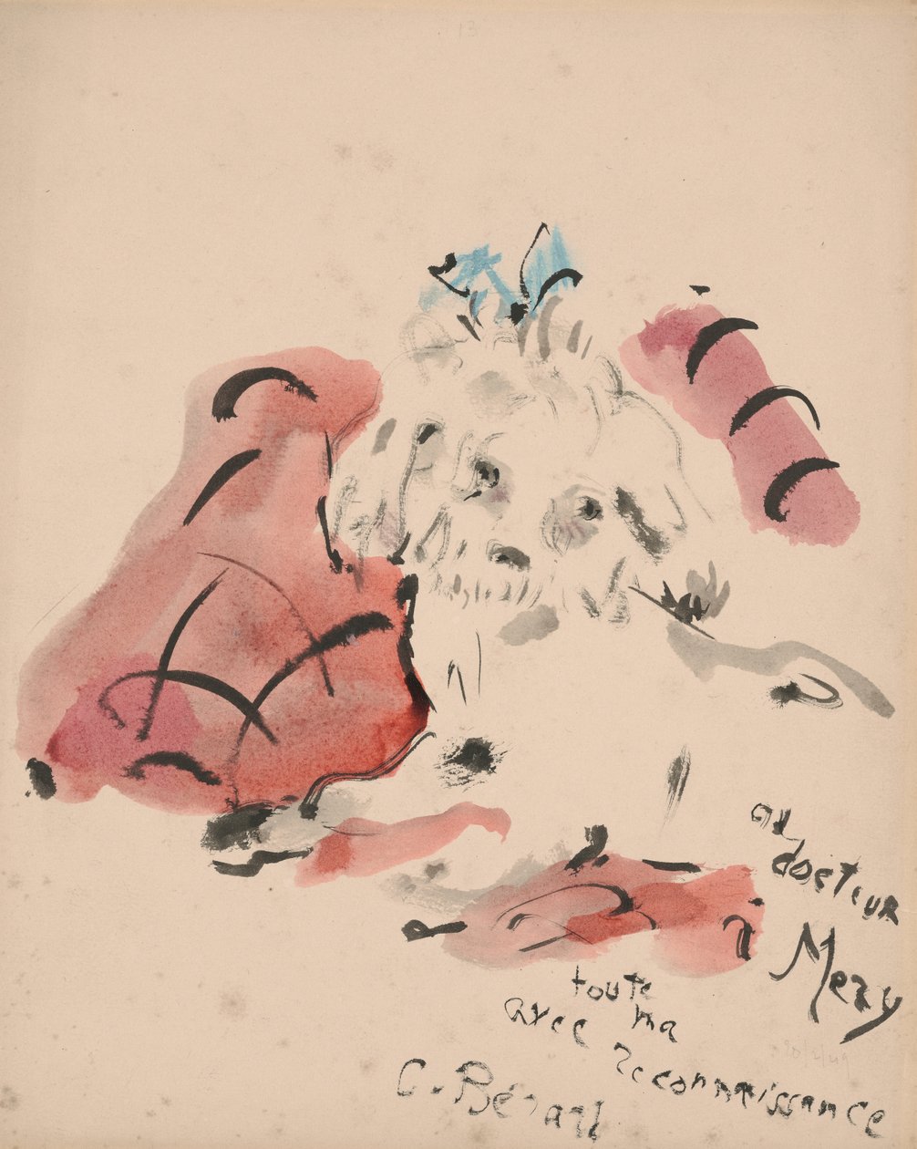 Petit chien（右图）（纸上油画棒、水彩、毛笔和墨水） 作者 克里斯蒂安·贝拉尔