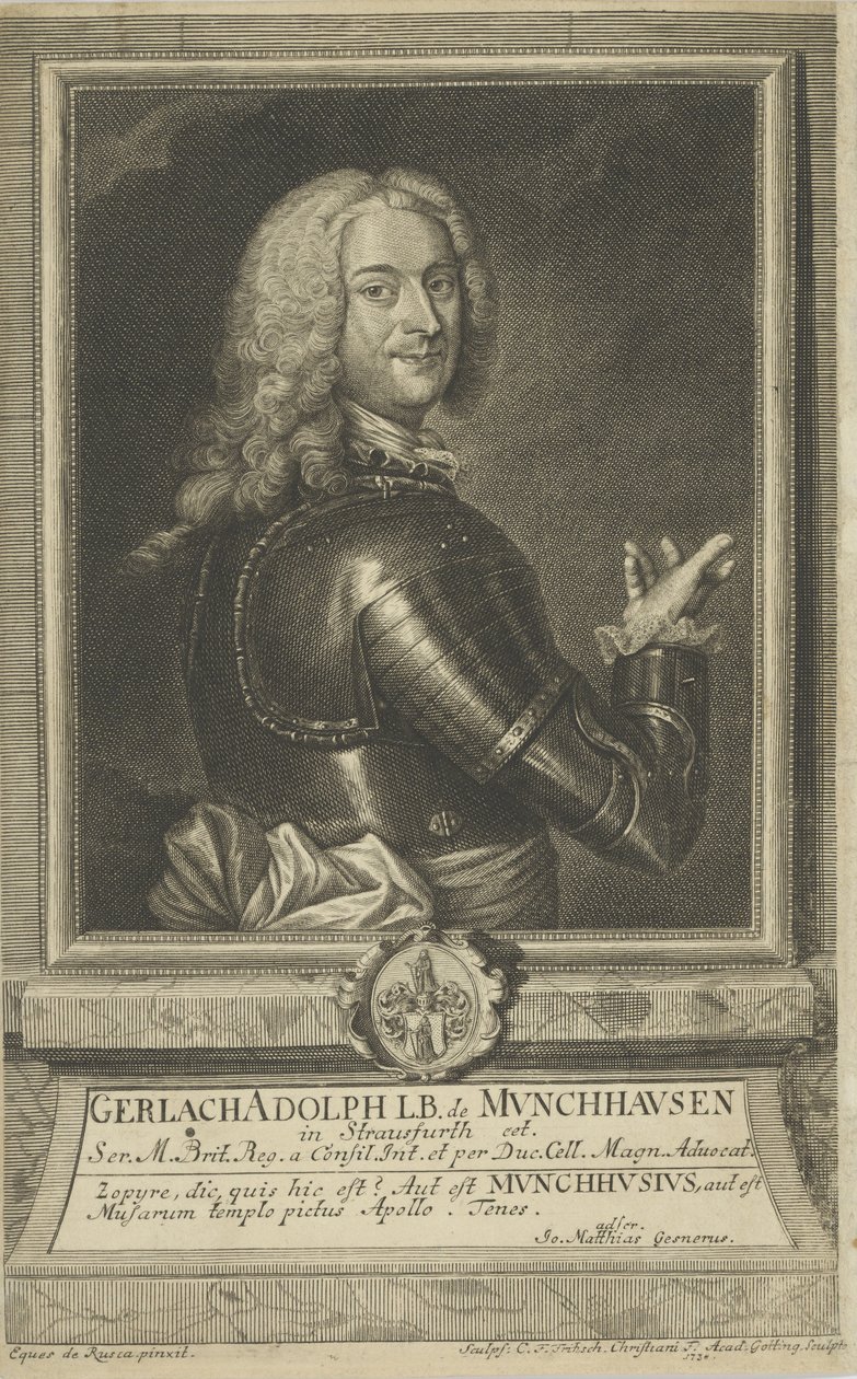 Gerlach Adolph von Munchausen的画像，1688-1770年，1738年。 作者 克里斯蒂安·弗里德里希·弗里茨奇