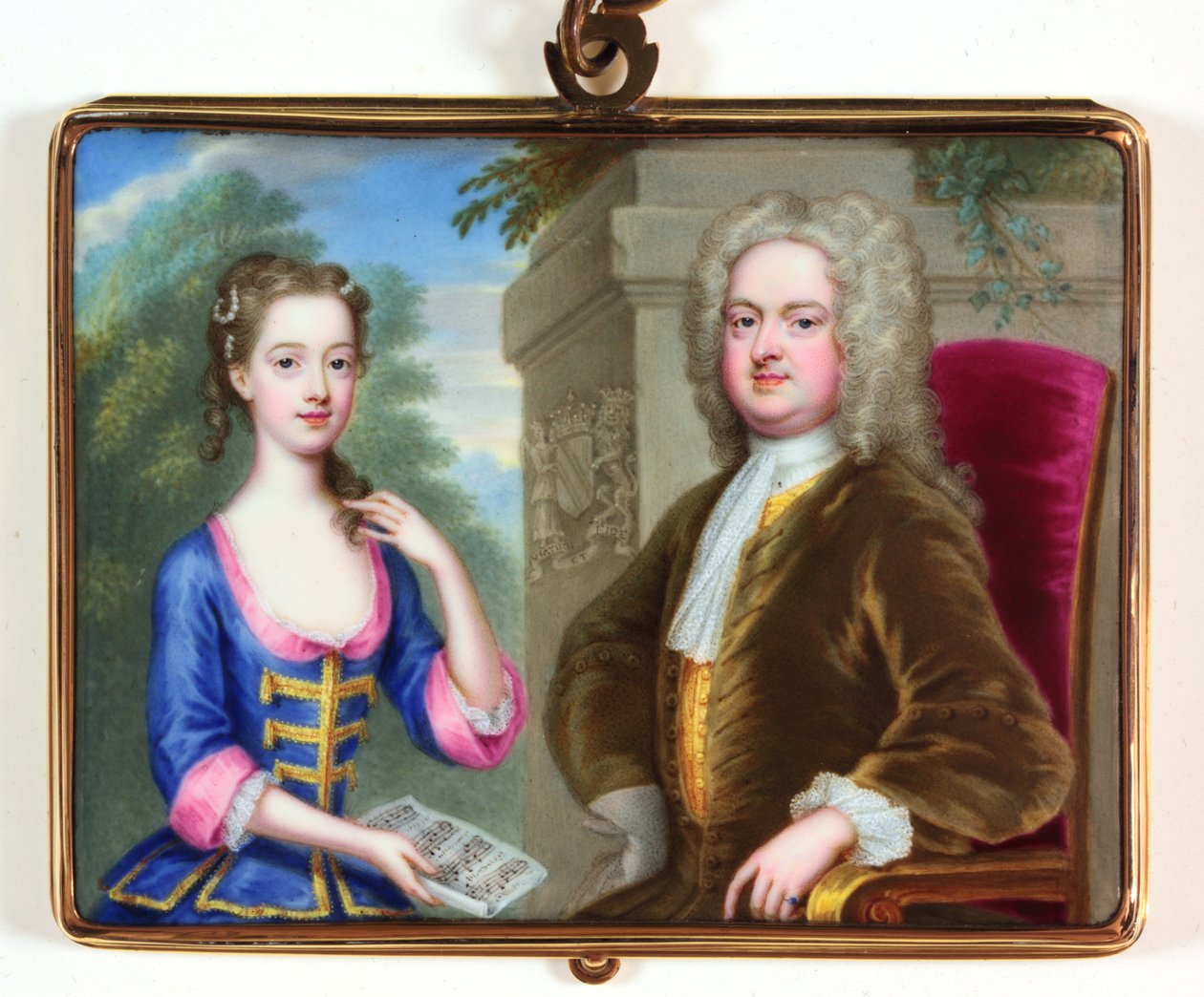 Lady Margaret Cavendish Holles Harley和她的父亲Edward Harley（珐琅） 作者 克里斯蒂安·弗里德里希·辛克