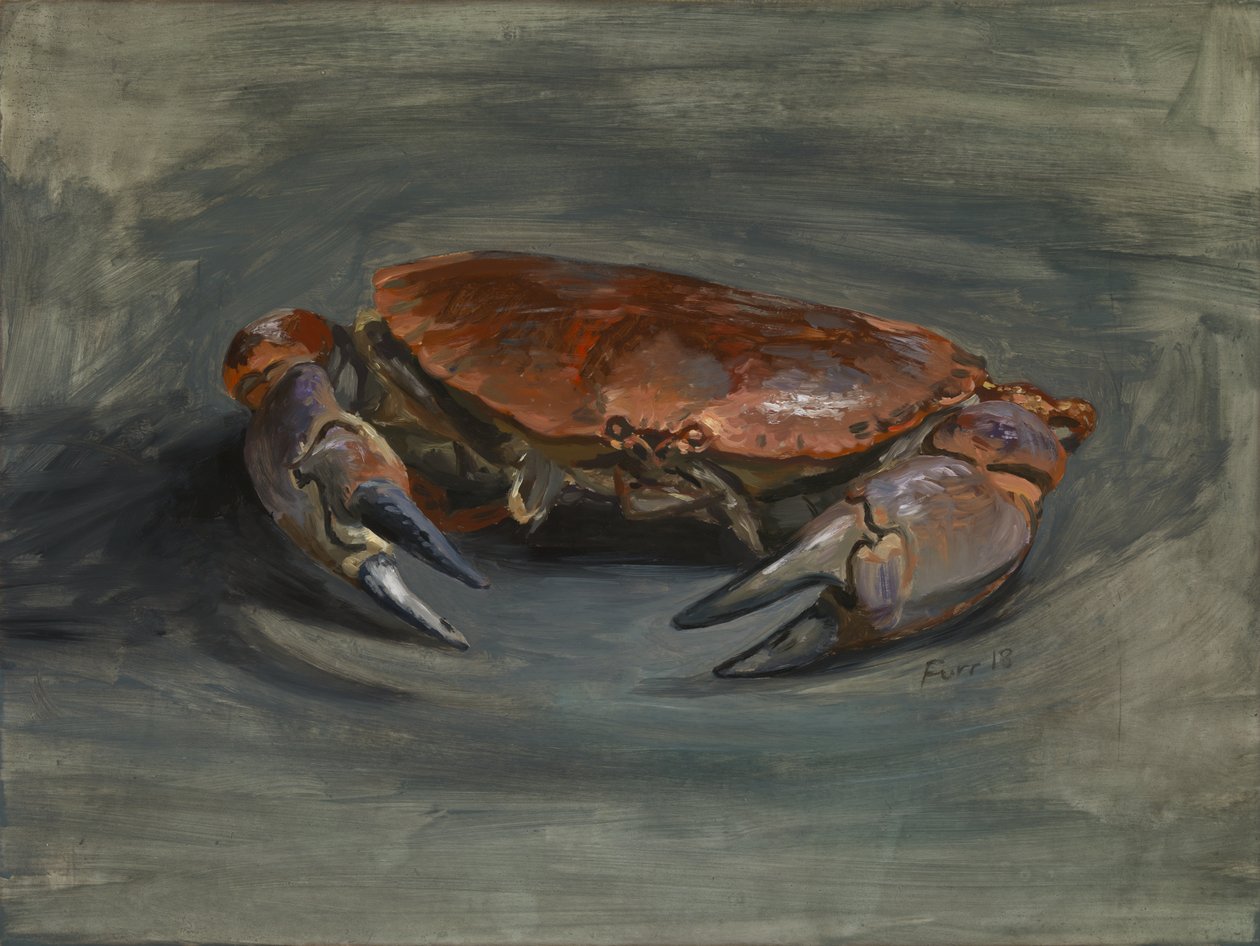 螃蟹，2018（石膏粉木板油画） 作者 克里斯蒂安·福尔