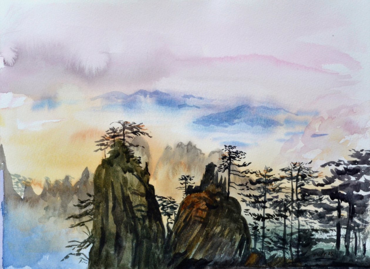 流云，2015（纸上水彩） 作者 克里斯蒂安·福尔