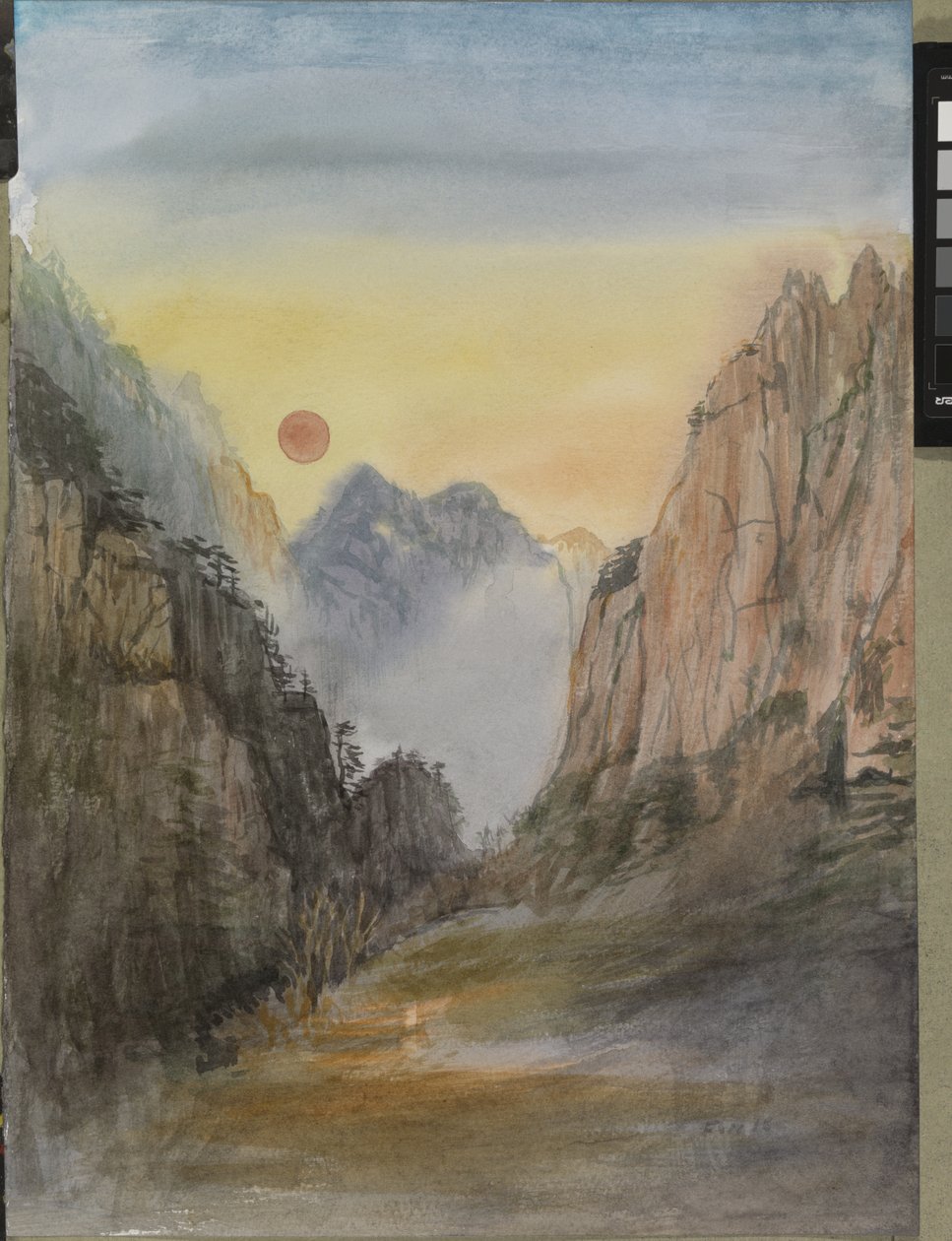 粉阳（金）黄山，2015（纸上水彩） 作者 克里斯蒂安·福尔