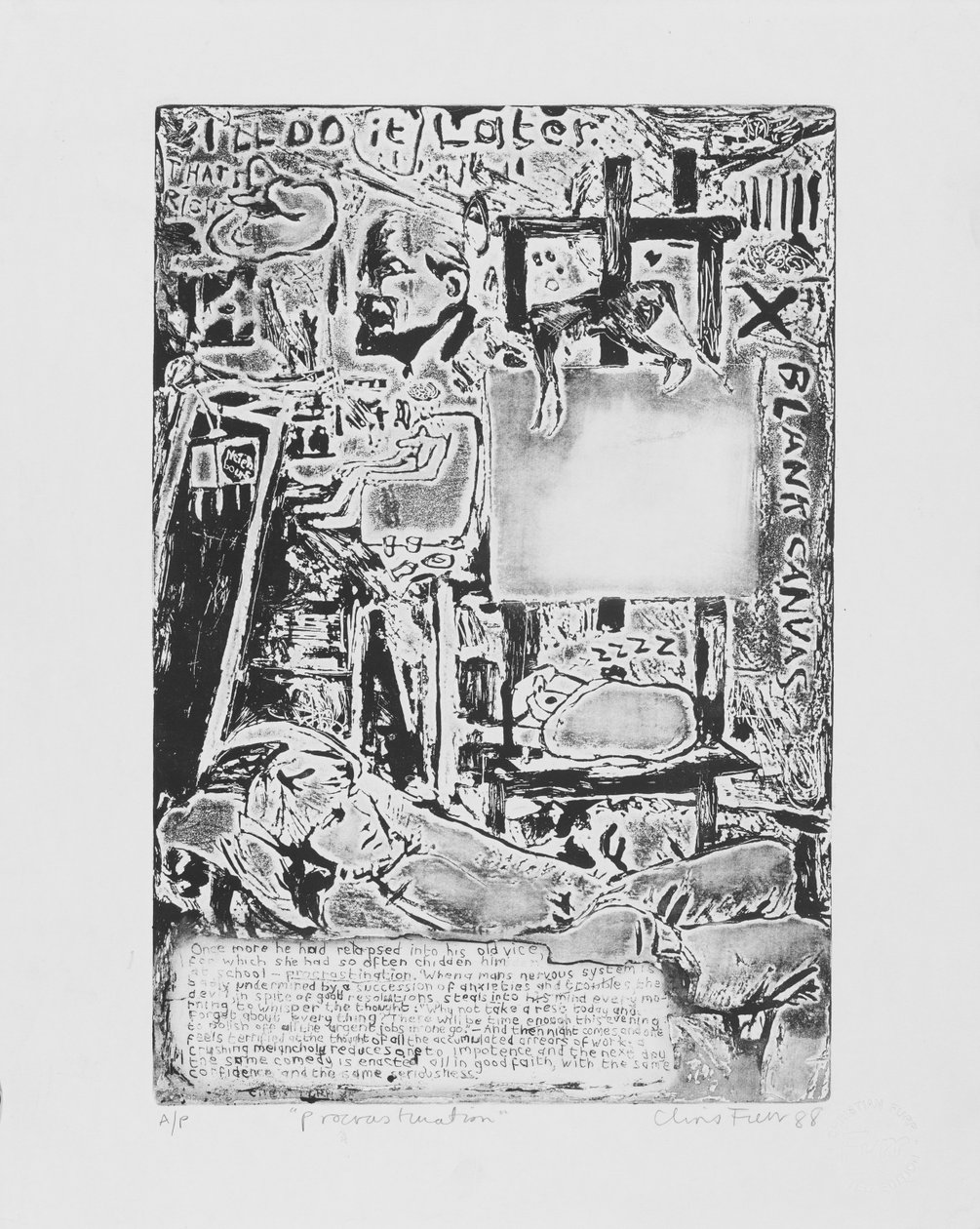 拖延症--1988 年电影剧照（蚀刻版画） 作者 克里斯蒂安·福尔
