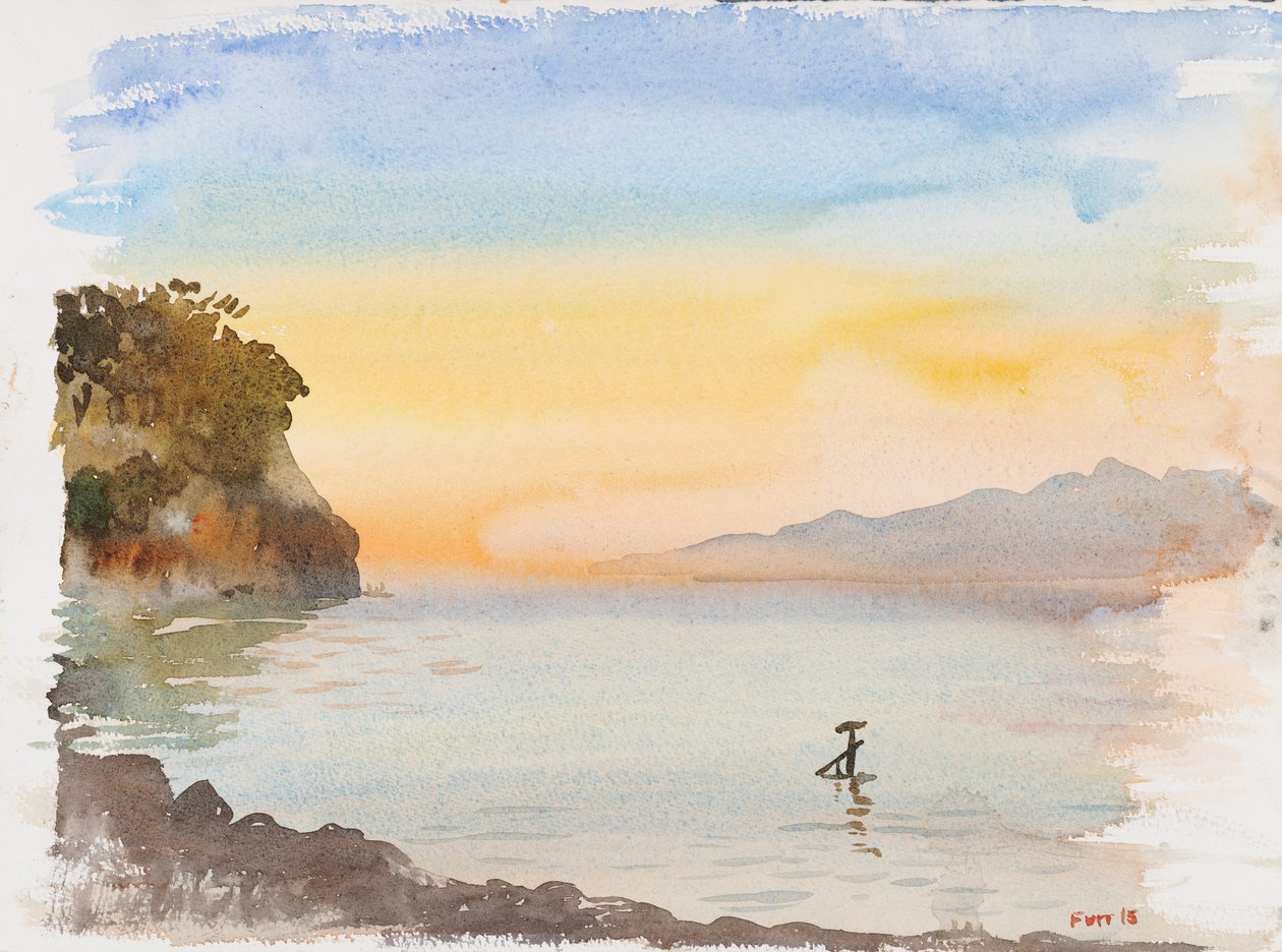 玫瑰爱奥尼亚海 - 科孚岛阿斯特拉凯里 2015 年（水彩画） 作者 克里斯蒂安·福尔