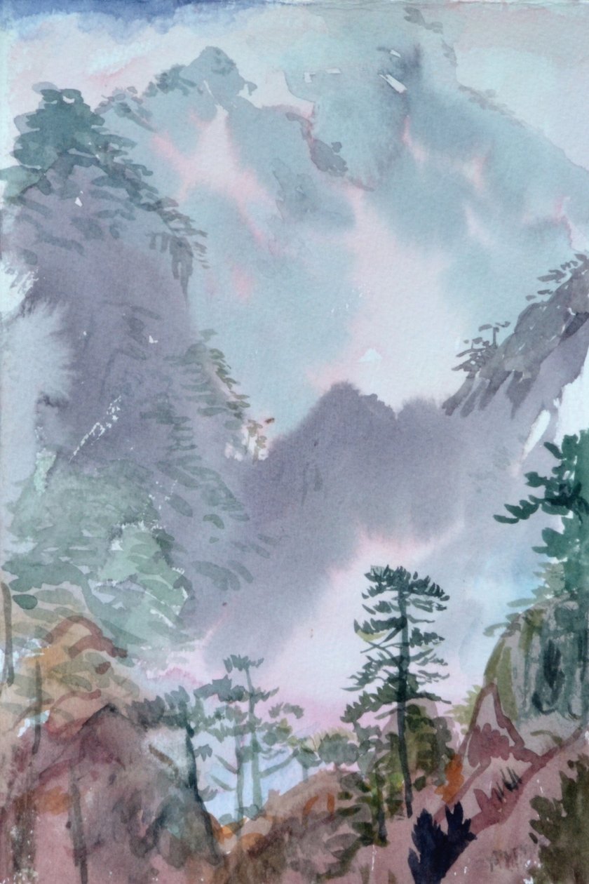玫瑰山，香格里拉，2015（纸上水彩） 作者 克里斯蒂安·福尔