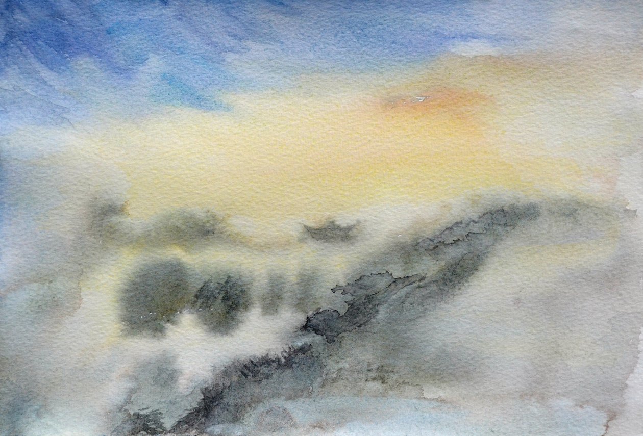云中寺，2015（纸上水彩） 作者 克里斯蒂安·福尔
