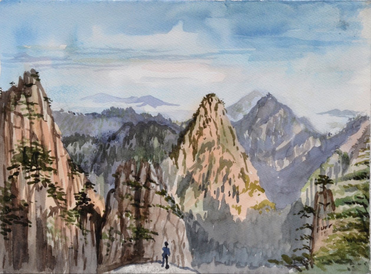 大山顶》，2015 年（纸上水彩） 作者 克里斯蒂安·福尔