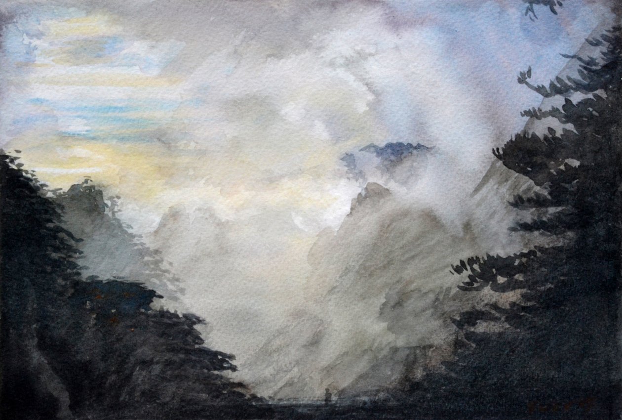 胜境山》，2015 年（纸上水彩） 作者 克里斯蒂安·福尔