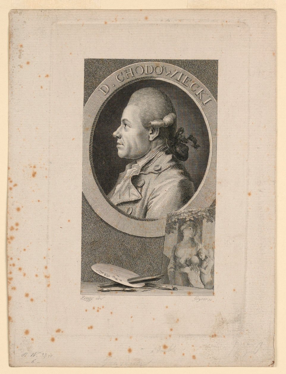 达尼埃莱-乔多耶茨基肖像，1780 年，德国莱比锡《新科学图书馆》封面插图 作者 克里斯蒂安·戈特利布间歇泉