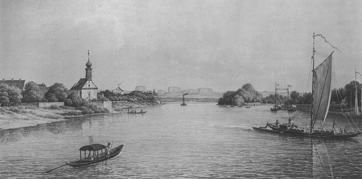 1850年左右，德累斯顿附近的玛丽亚瓦瑟教堂 作者 克里斯蒂安·戈特洛布锤