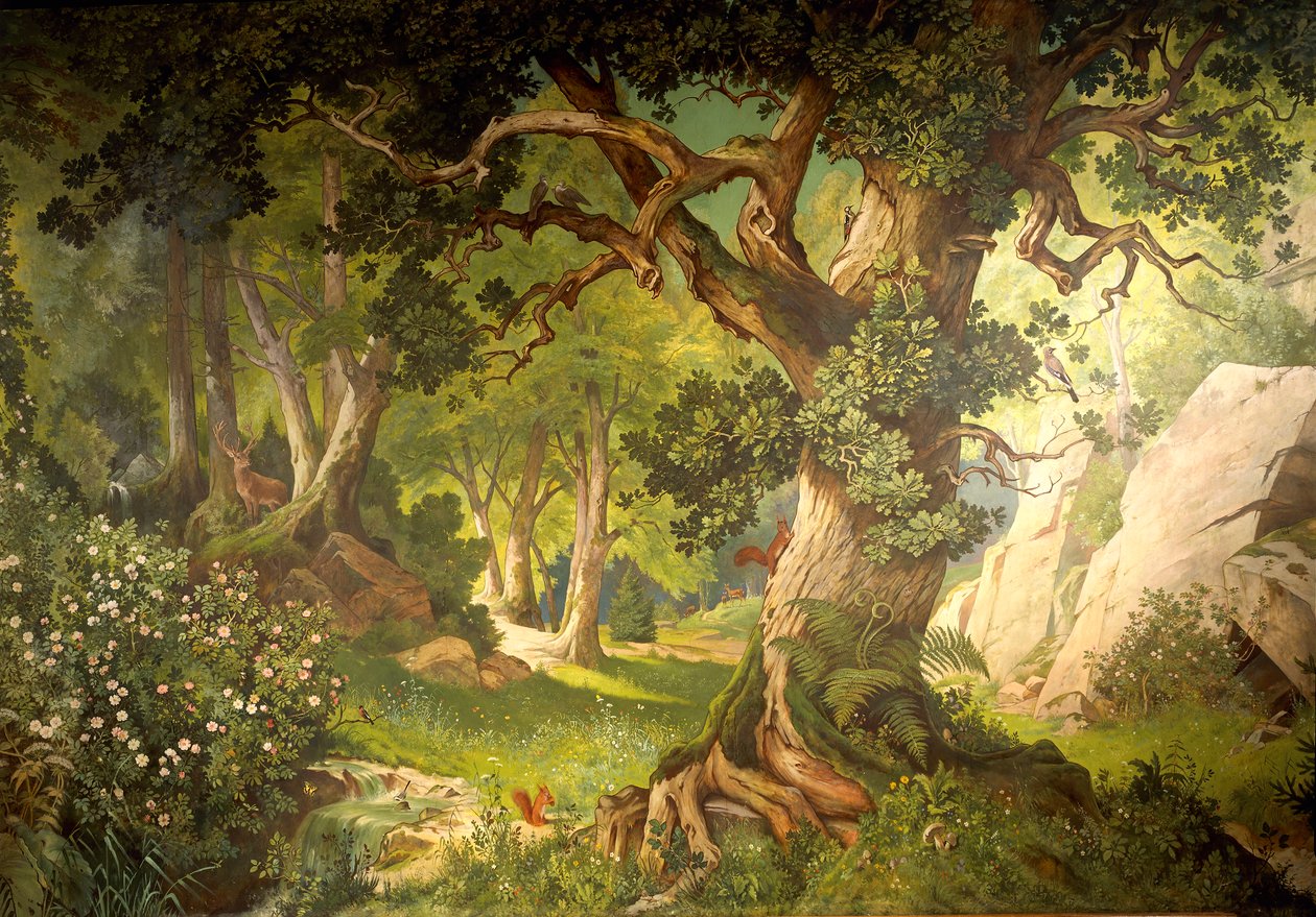 魔术师克林索尔的花园，出自《帕西瓦尔》系列，大音乐厅，约1883-84年（壁画）。 作者 克里斯蒂安·扬克