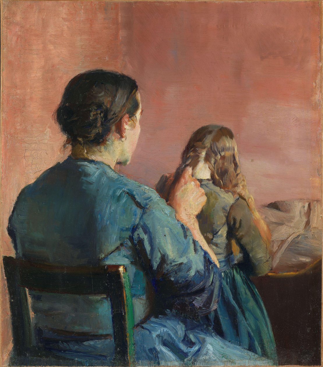 编辫子，约 1888 年（布面油画） 作者 克里斯蒂安·克罗格（Christian Krohg）