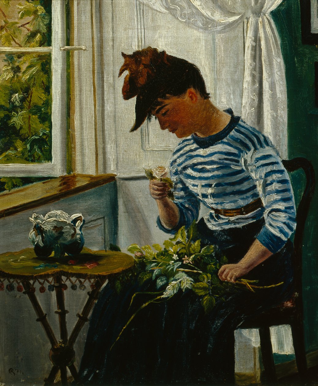 带花的女孩 作者 克里斯蒂安·克罗格（Christian Krohg）