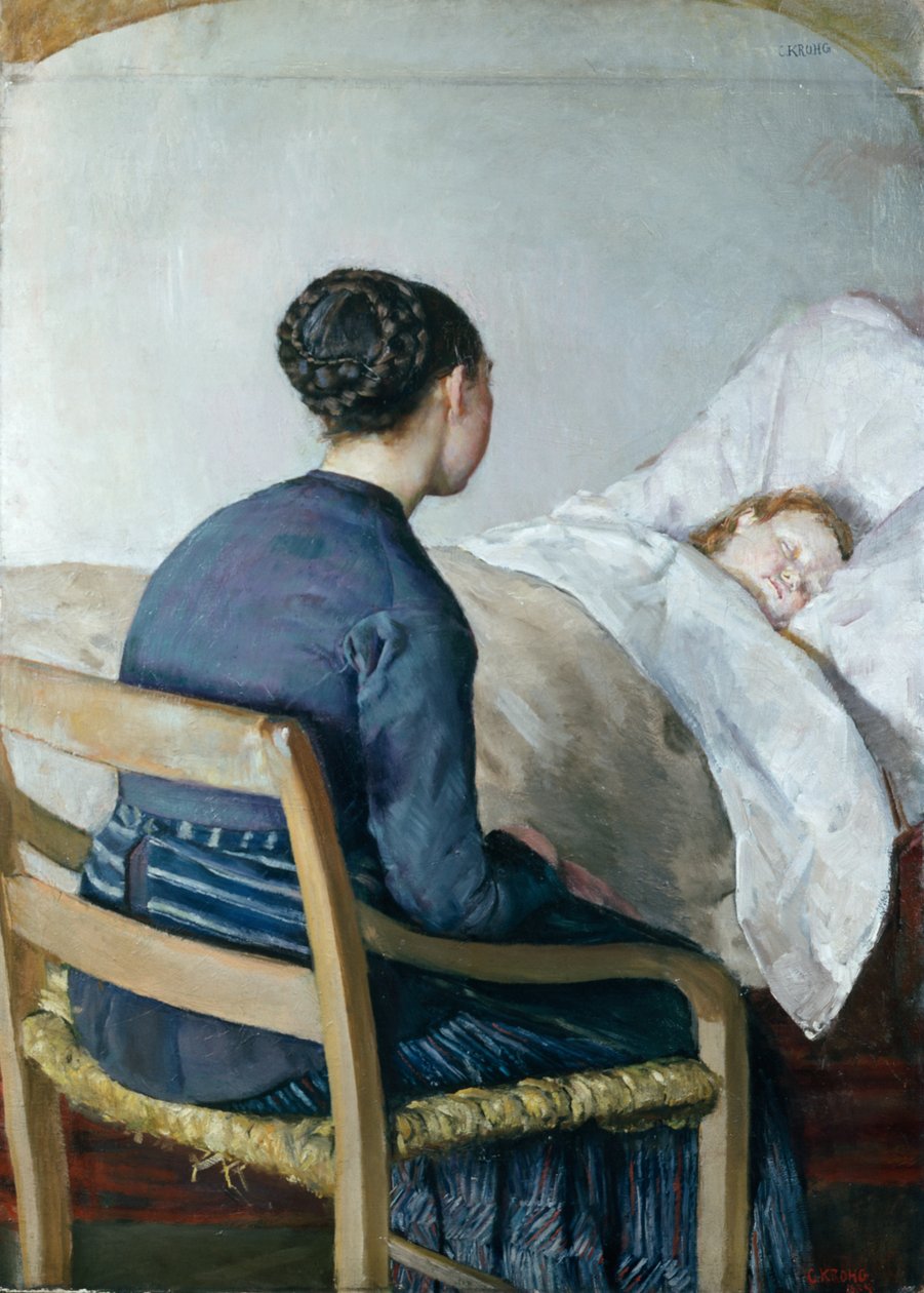 病榻前的母亲 作者 克里斯蒂安·克罗格（Christian Krohg）