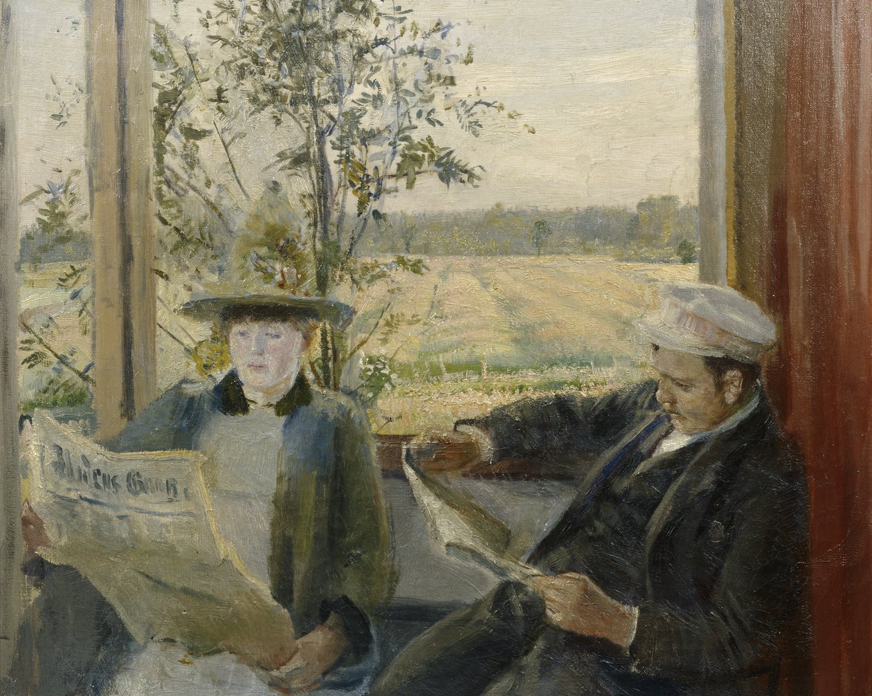 Oda Krohg 正在阅读《Verdens Gang》（布面油画） 作者 克里斯蒂安·克罗格（Christian Krohg）