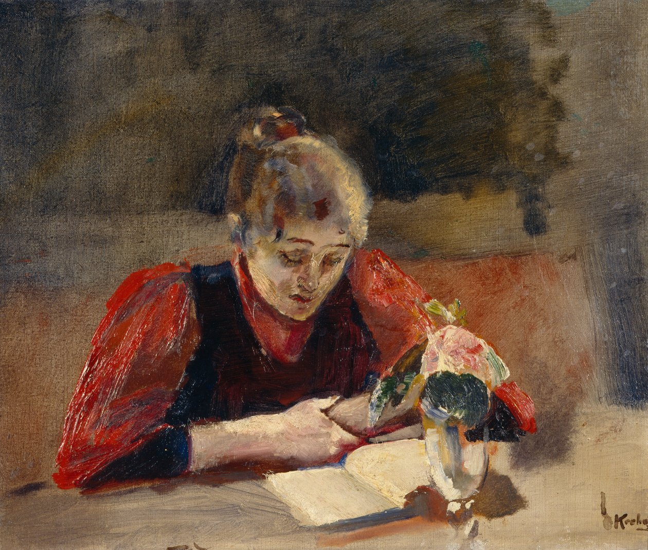 织田坐着阅读 作者 克里斯蒂安·克罗格（Christian Krohg）