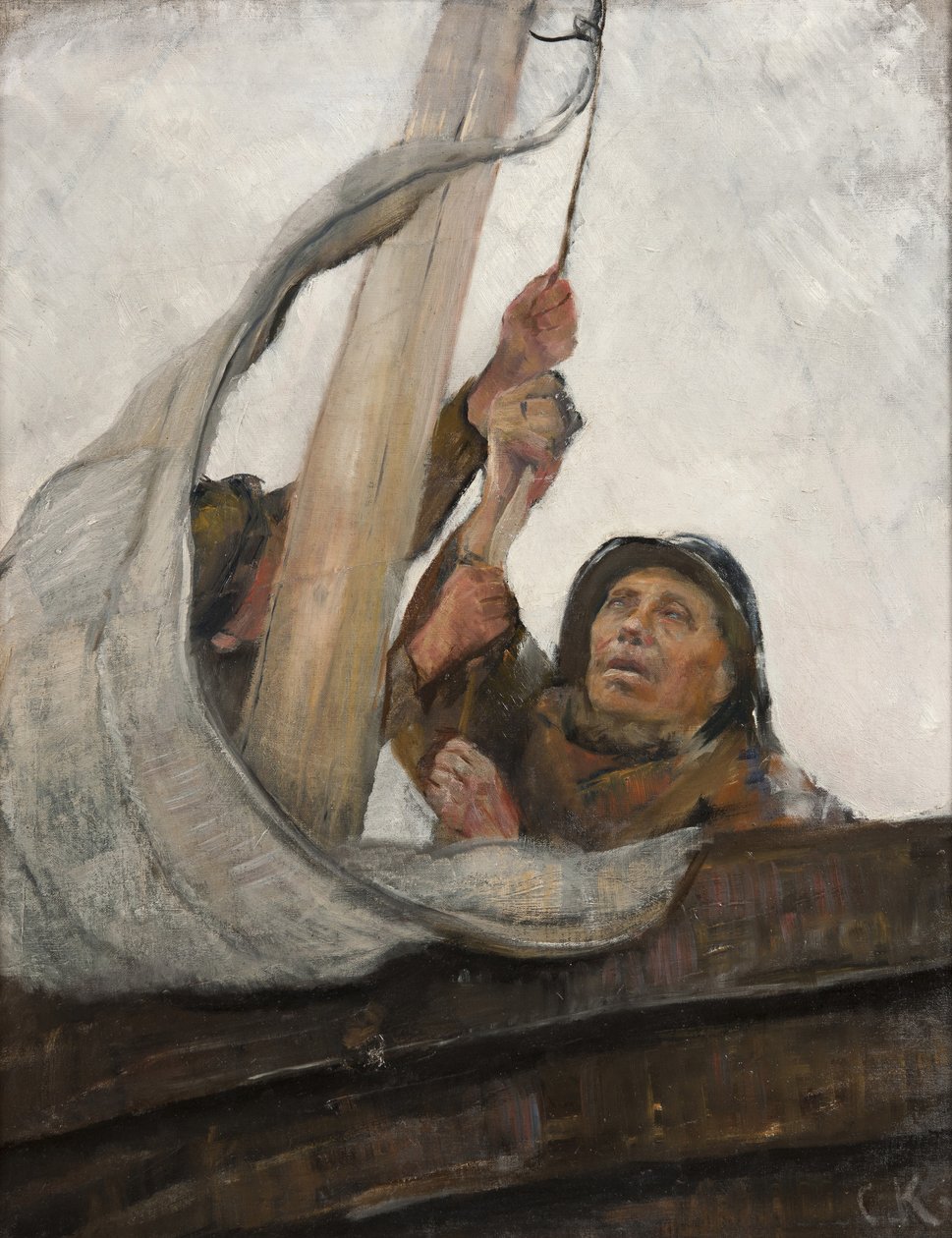 设置Sail，c.1900 作者 克里斯蒂安·克罗格（Christian Krohg）