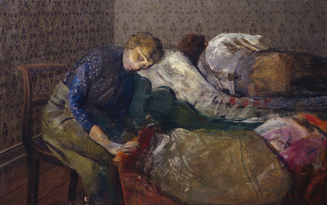 沉睡的渔夫，斯卡根（布面油画） 作者 克里斯蒂安·克罗格（Christian Krohg）