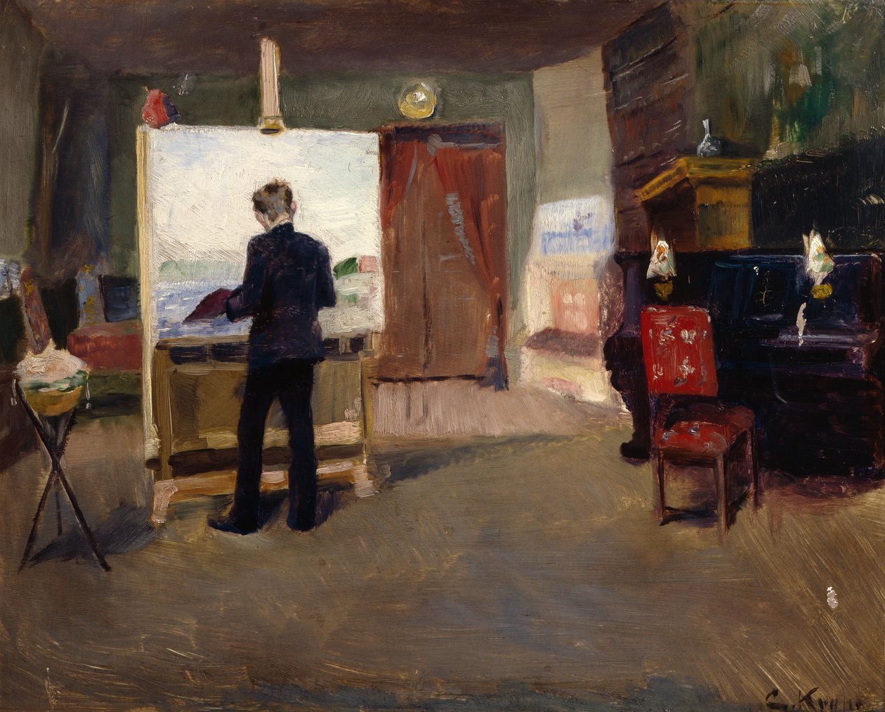 画家尼尔斯·汉斯汀在工作室 作者 克里斯蒂安·克罗格（Christian Krohg）